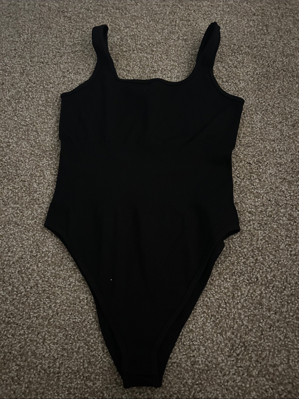 Black Ribbed Scoop Neck Shapewear Bodysuit